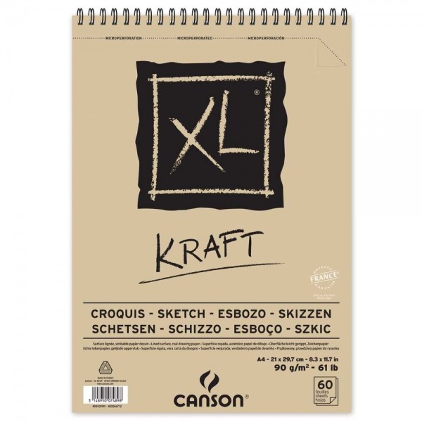 Canson XL Kraft Notebook 90gr A4 60 Sheets Ribbed Surface Microperforated