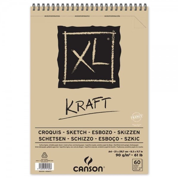 Canson Bloc XL Kraft 90gr A4 60 Hojas Superficie Verjurada Microperforado