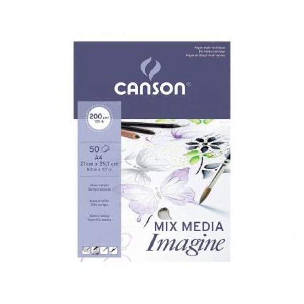 Canson Imagine Mixed Media Pad 200gr A4 50 Sheets Natural white Silky surface