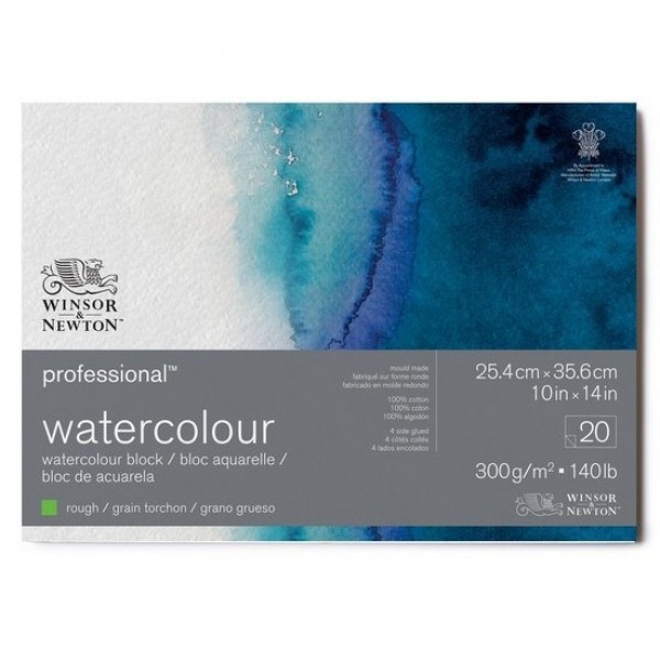 Winsor & Newton Bloc para Acuarela 300gr- 26x36cm 20 Hojas 100% Algodón Grano Grueso