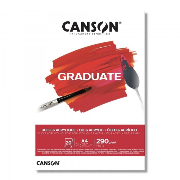 Canson - Bloc Graduate para óleo y acrílico - 290gr - A4 - 20 Hojas