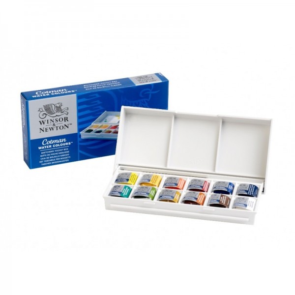 Winsor & Newton Caja de Acuarelas Cotman 12 x 1/2 Godet