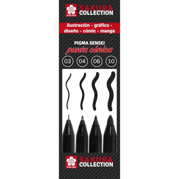 Sakura Talens Set of 4 markers Pigma Sensei Sakura Collection Conical Tip