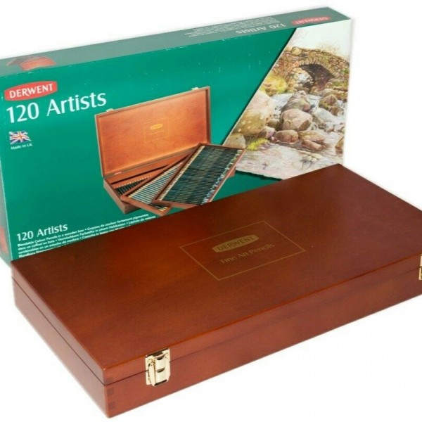 Derwent Wooden Box 120 colored pencils 120 Artists