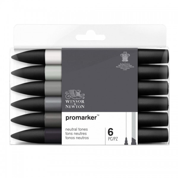 Winsor & Newton Caja de Rotuladores Promarker Tonos Neutros 6 rotuladores