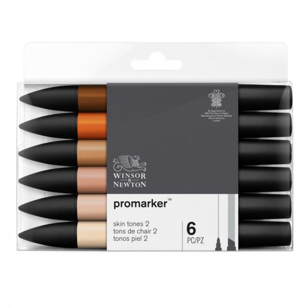 Winsor & Newton Caja de Rotuladores Promarker Tonos Piel 2 6 rotuladores