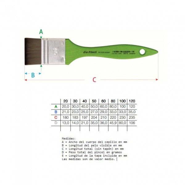 Da Vinci Oil / Acrylic Brush SERIES 5073 Flat No. 30