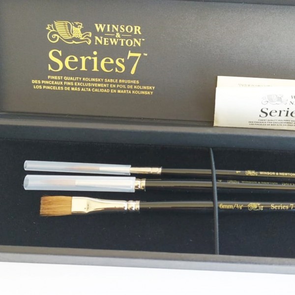 Winsor & Newton Brushes Series 7 2 Round and 1 Flat 6mm 1/4" 4 1