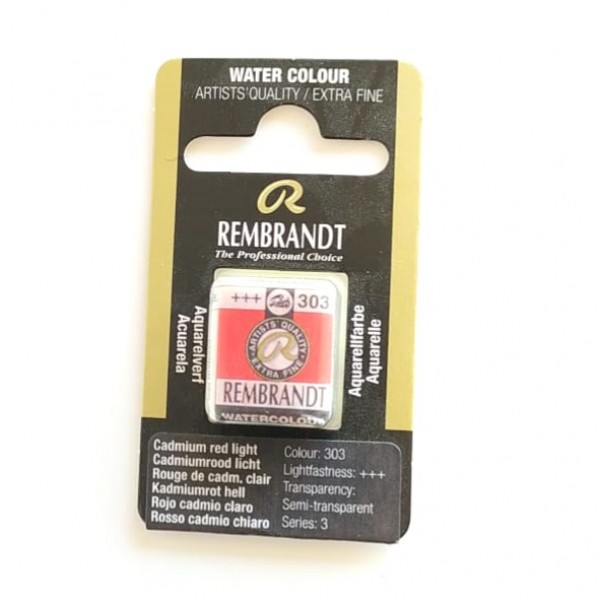 Watercolor Rembrandt 1/2 Godet Watercolor No. 303 Series 3 Light Cadmium Red