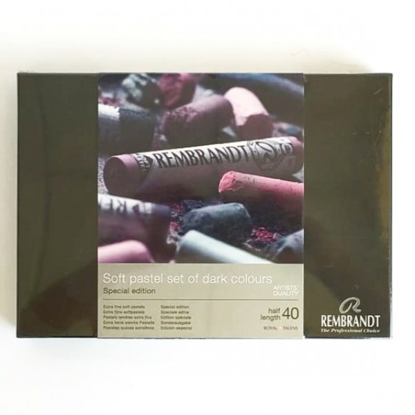 Rembrandt Box of Soft Pastels dark colors 40 medium bars