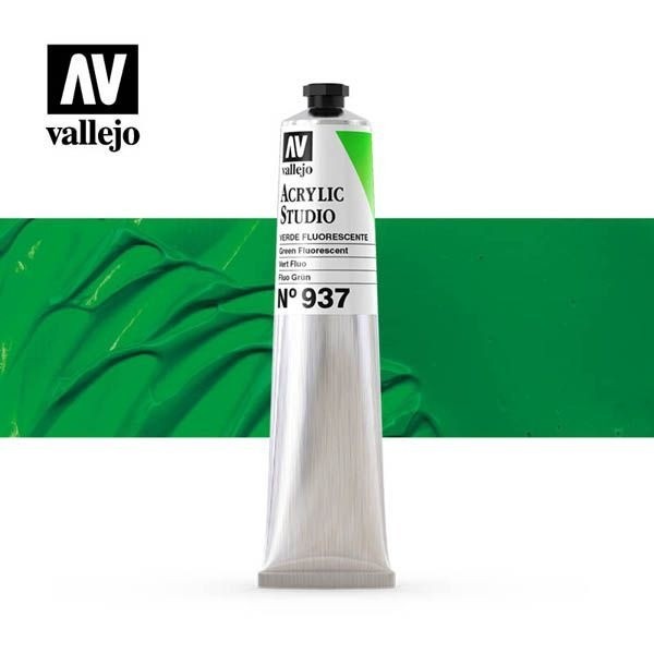 Acrylic Studio Vallejo Tubo 58ml Número 937 Color Verde Fluorescente