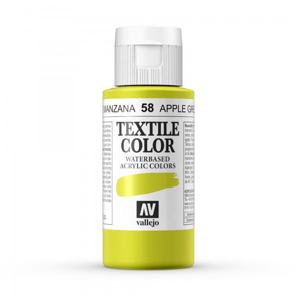 Pintura Textil Color Vallejo Número 58 Color Verde Manzana 60ml