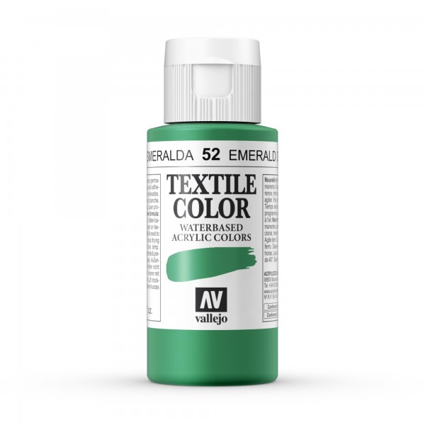 Vallejo Color Textile Paint Number 52 Color Emerald- 60ml