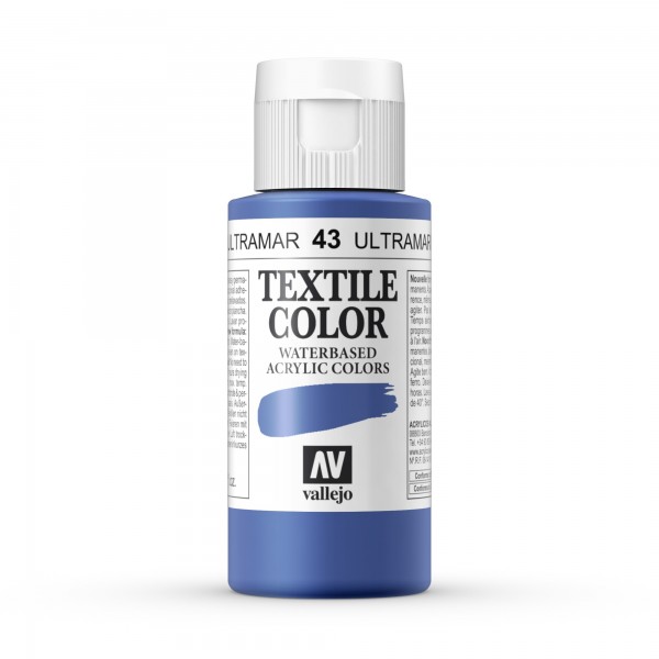 Vallejo Color Textile Paint Number 43 Color Ultramarine Blue- 60ml