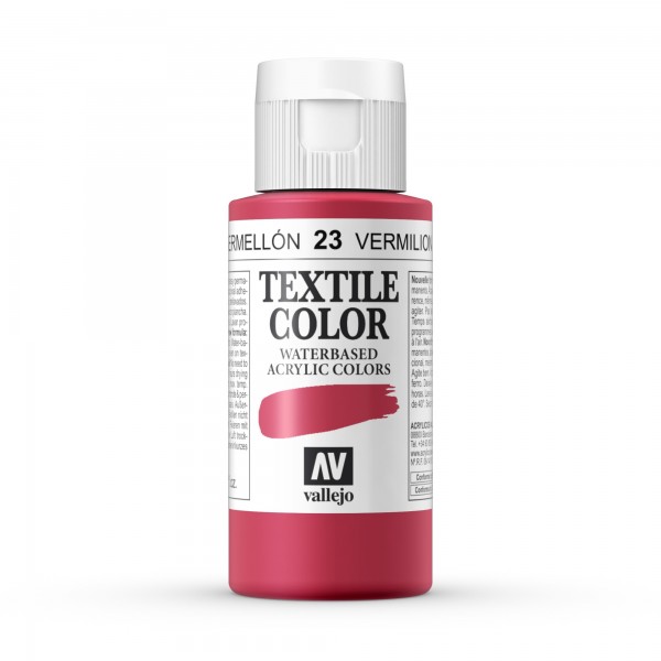 Pintura Textil Color Vallejo Número 23 - Color: Bermellón - 60ml