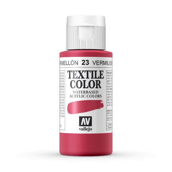 Pintura Textil Color Vallejo Número 23 Color Bermellón 60ml