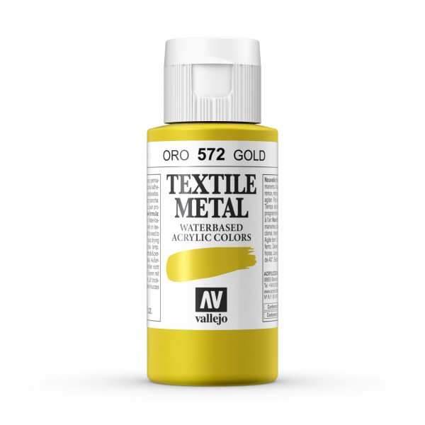 Pintura Textil Color Metálico Vallejo Número 572 Color Oro 60ml