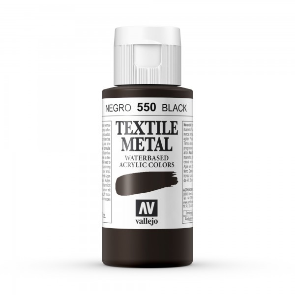 Vallejo Metallic Farbige Textilfarbe Nummer 550 Farbe Metallic Schwarz 60ml