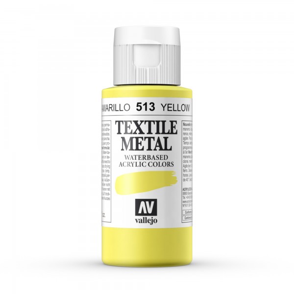 Pintura Textil Color Metálico Vallejo Número 513 - Color: Amarillo Metálico - 60ml
