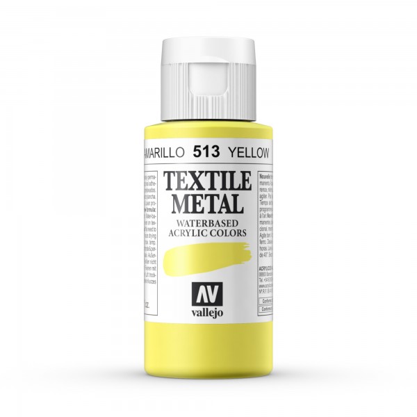 Pintura Textil Color Metálico Vallejo Número 513 Color Amarillo Metálico 60ml