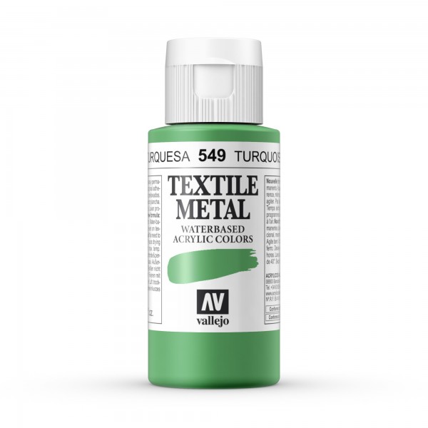 Vallejo Metallic Color Textile Paint Number 549 Color Turquoise Metallic 60ml