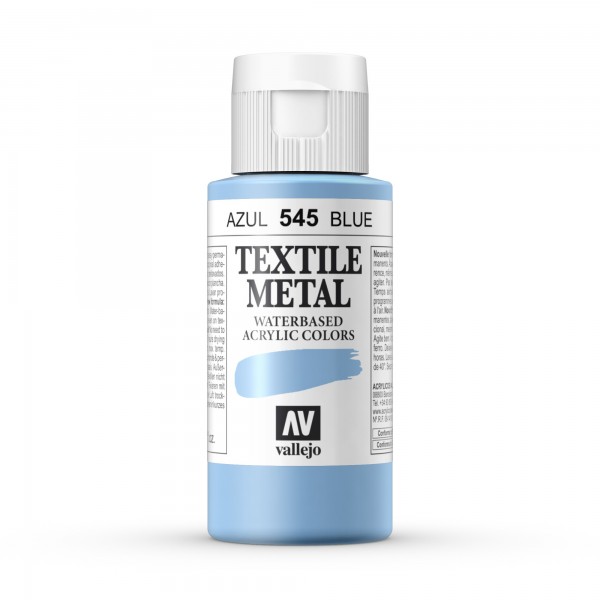 Pintura Textil Color Metálico Vallejo Número 545 Color Azul Metálico 60ml