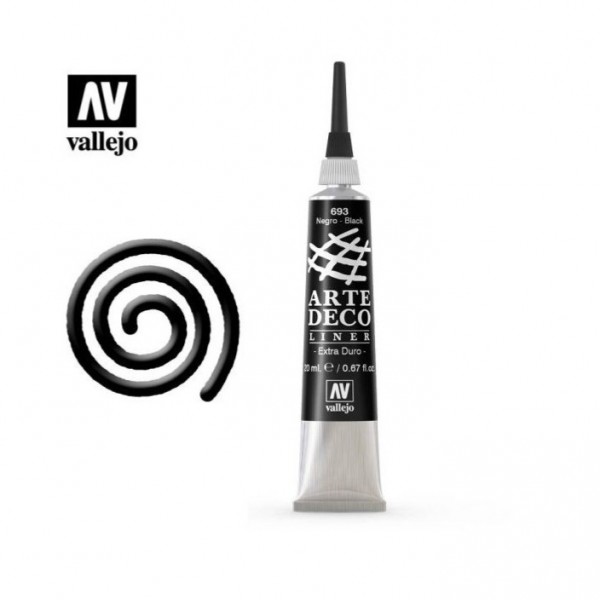 Vallejo Pintura Arte Deco Liner Pintura de relieve 20 ml nº 693 Color Negro