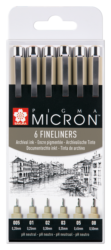 Sakura Talens Set of 6 Micron markers 6 fineliners