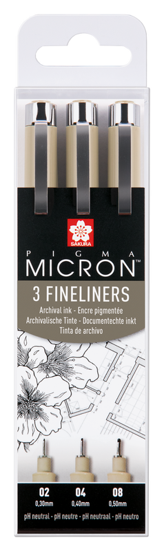 Sakura Talens 3er-Set Micron-Marker 3 Fineliner