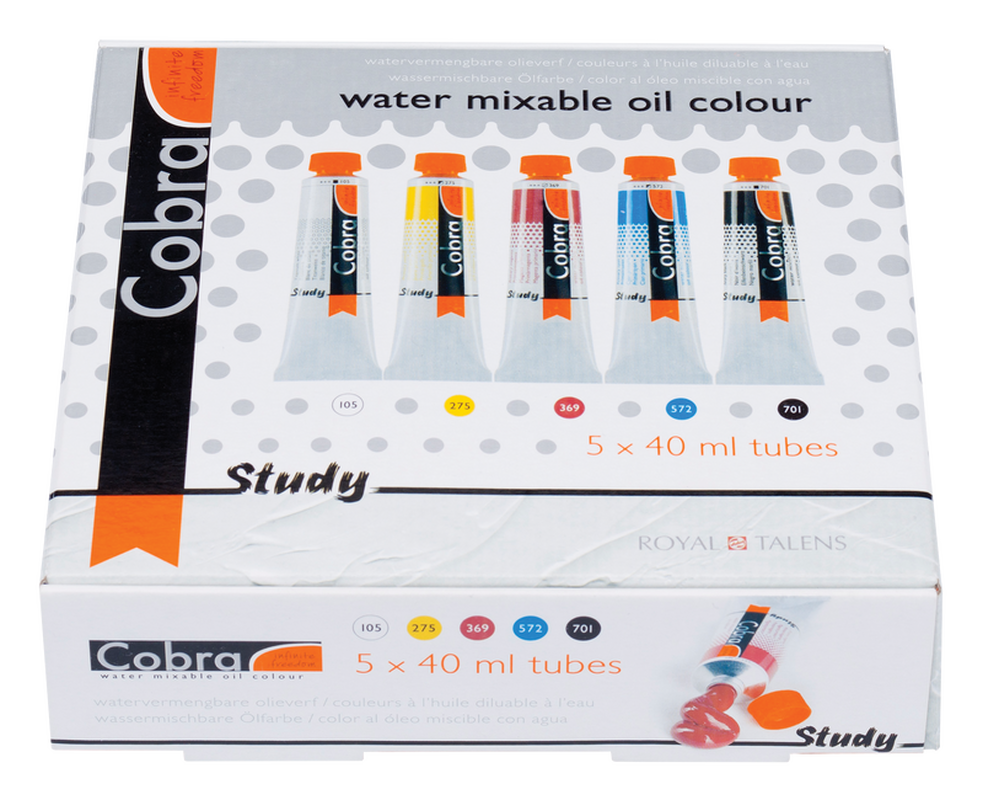 Cobra Study- Set of 5 colors x 40 ml water based oil colors