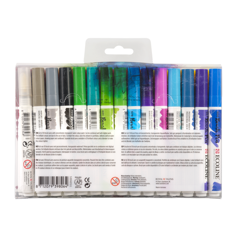 Talens Set of 30 Brush Pen Ecoline markers