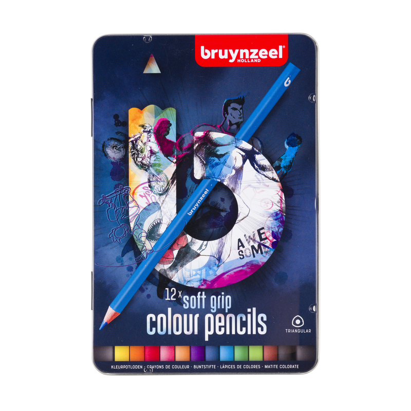 Bruynzeel Box of 12 colored pencils Triangular Soft Grip