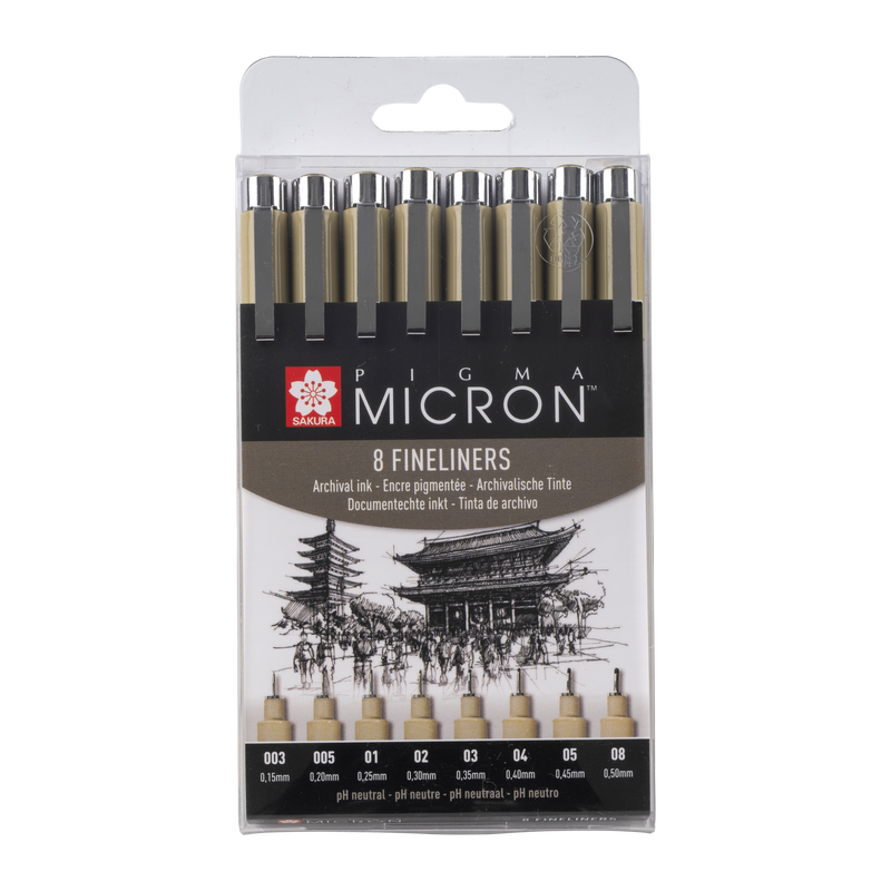Sakura Talens Set of 8 Micron markers 8 fineliners