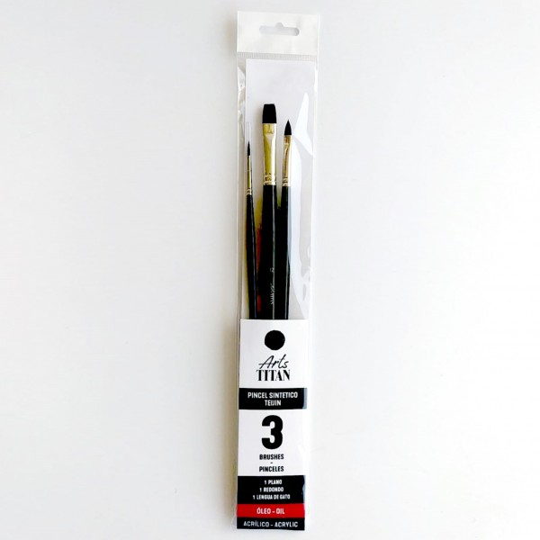 Art Titan Set of 3 brushes Oil / Synthetic Acrylic Teijin