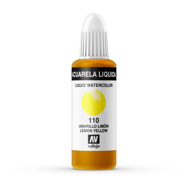 Vallejo Liquid Watercolor 32ml Number 110 Color Lemon Yellow