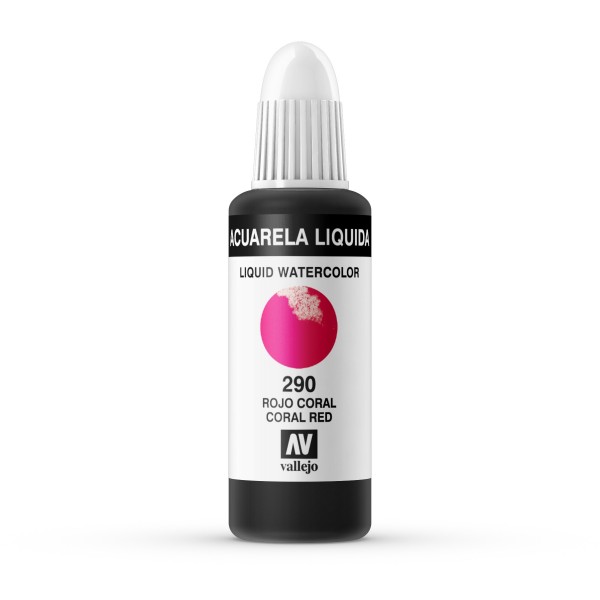 Vallejo Liquid Watercolor 32ml Number 290 Color Red Coral