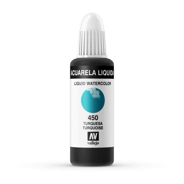 Vallejo Liquid Watercolor 32ml Number 450 Color Turquoise