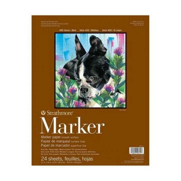 Strathmore Series 400 marker pad 190gr 27 9x35 6cm- 24 Sheets Smooth Surface