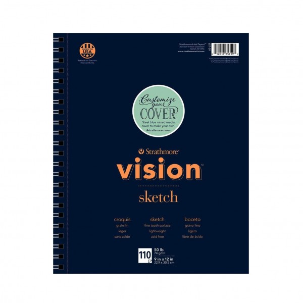 Strathmore Vision Sketch Pad 74gr 22 9x30 5cm 110 Sheets Light Fine Grain