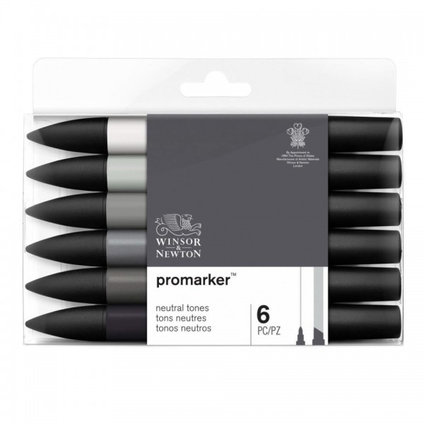 Winsor & Newton Marker Box Promarker Neutral Shades 6 markers