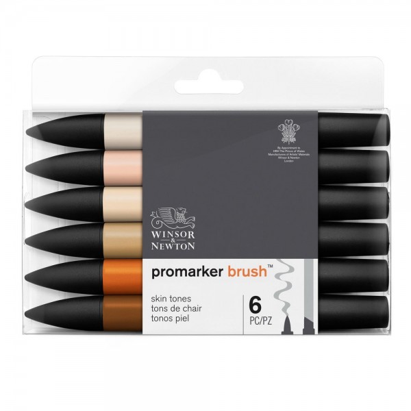 Winsor & Newton Pencil Box Promarker Brush Skin Tones 6 markers