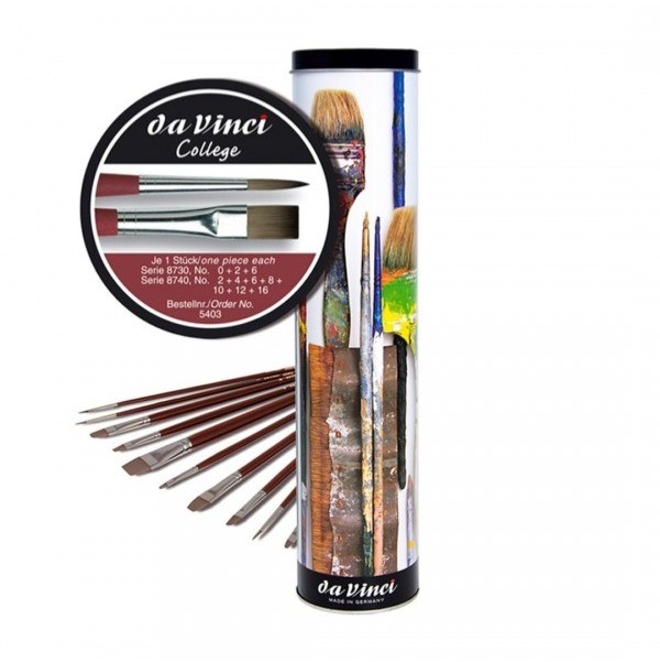 Da Vinci College Tin with 10 brushes Oil / Acrylic Series 8730 + 8740