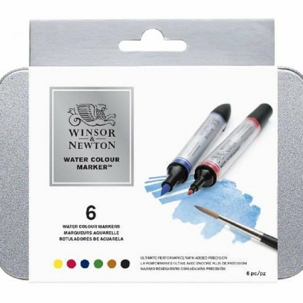 Winsor & Newton Schachtel mit 6 essentiellen Farben Aquarellstifte Aquarellfarben