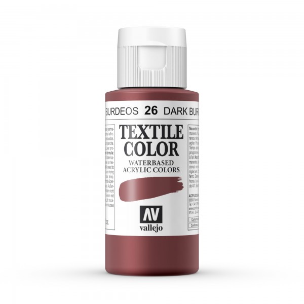 Vallejo Textile Color Paint Number 26 Color Bordeaux 60ml