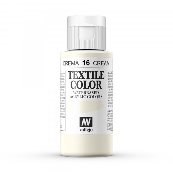Vallejo Color Textile Paint Number 16 Color Cream 60ml