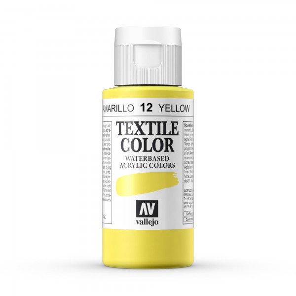 Pintura Textil Color Vallejo Número 12 Color Amarillo 60ml