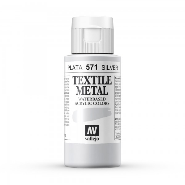 Vallejo Metallic Farbige Textilfarbe Nummer 571 Farbe Silber 60ml