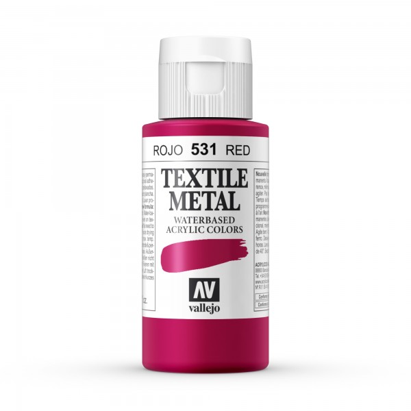 Vallejo Metallic Color Textile Paint Number 531 Color Metallic Red 60ml
